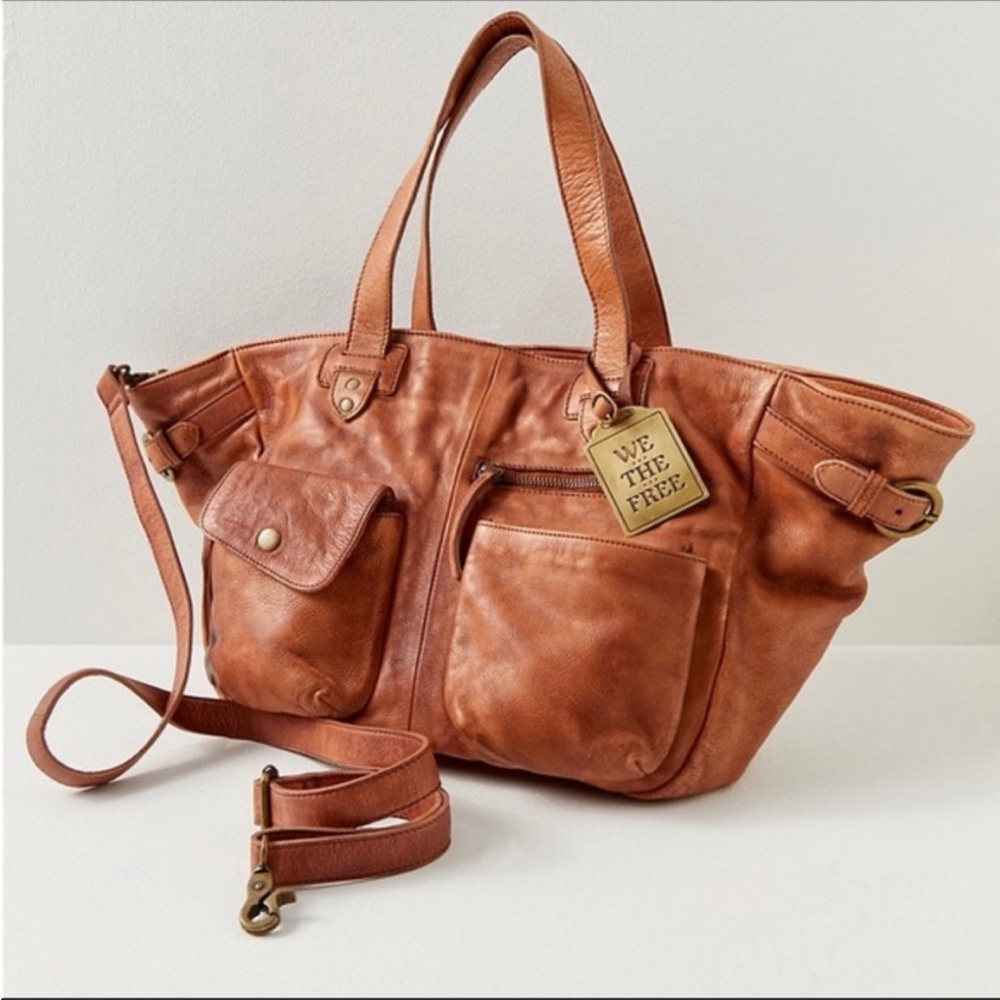 FREE PEOPLE WE THE FREE 100% Leather Jealousy Caryall Tote